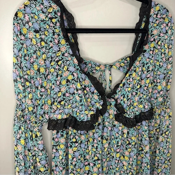 Free People Pennie Babydoll Mini Dress Floral Flowy Dress Size Small - Picture 5 of 8